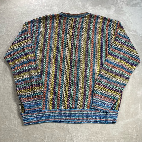 Vintage 90s Mondo Di Marco Colorful Italian Sweater Sz L COOGI Inspired - Picture 4 of 8